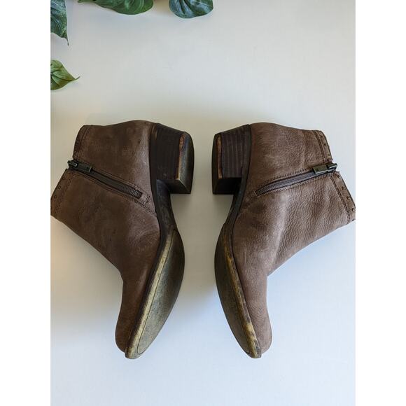 Lucky Brand Beathea Boots Ankle Leather Studded Boho Western Brown Size 7.5 - Picture 8 of 11